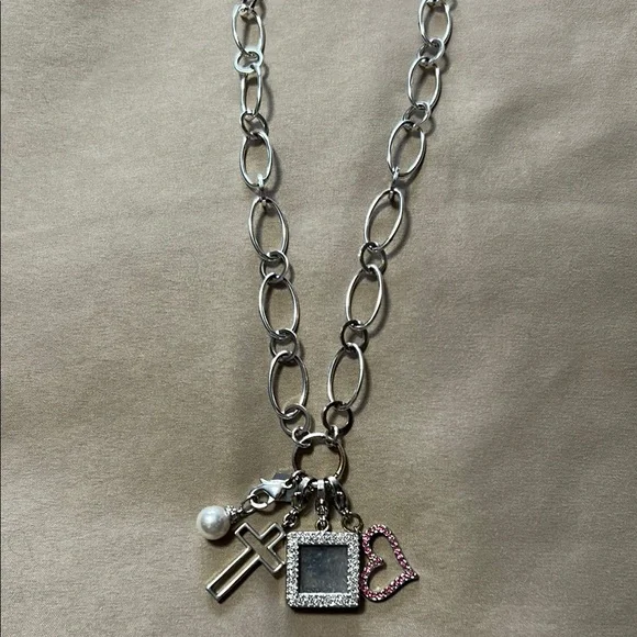 Origami Owl HTF Silver Link Chain with 4 Charms - Picture 3 of 4